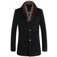 APTRO Men's Business Contrast Collar Single-breasted Wool Coat